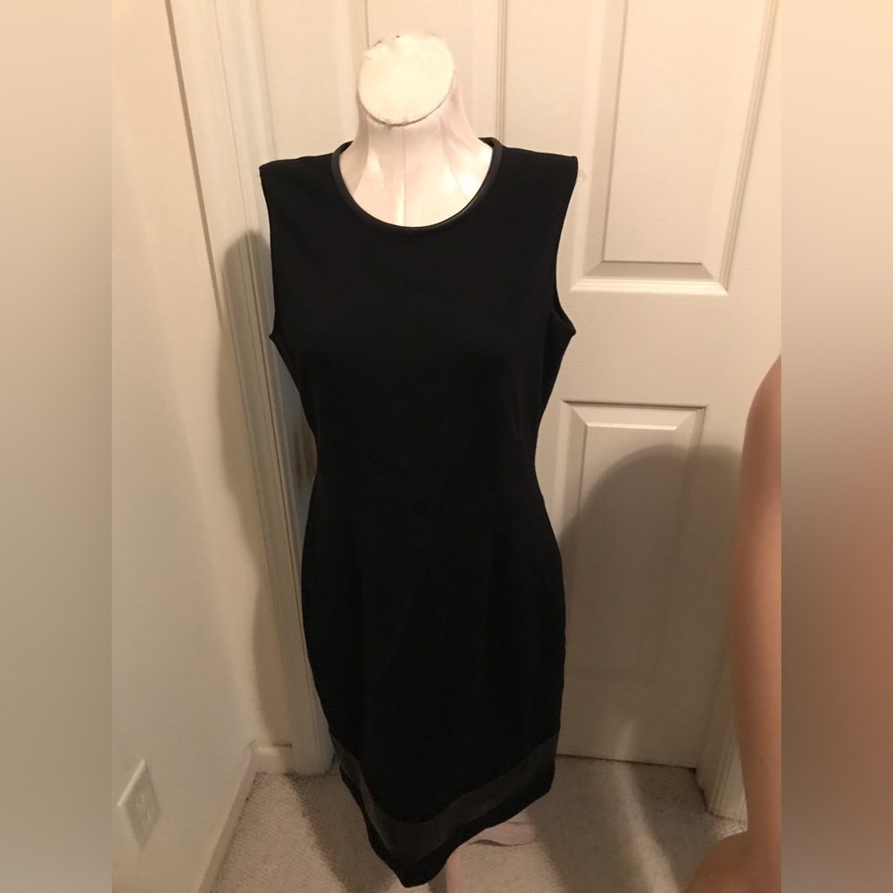 St. John dress jet with leather trim size 10 $940